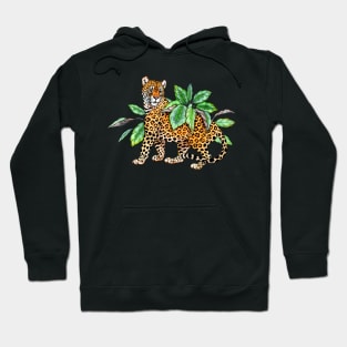 Jaguar with Calathea Leaves Hoodie